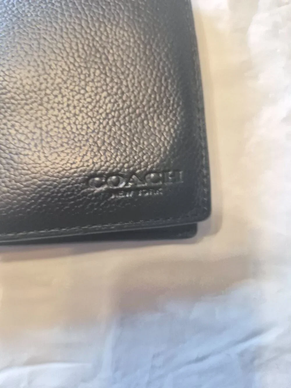 Two Men's Coach Classic Bifold Leather Wallets One Solid, One Striped